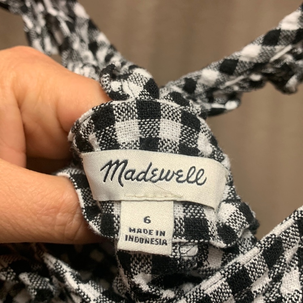 Madewell Black and White Gingham Button-Front Tank - Picture 3 of 5